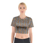 Blue Brown Leopard Cotton Crop Top
