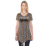 Blue Brown Leopard Short Sleeve Tunic 