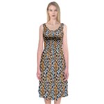 Blue Brown Leopard Midi Sleeveless Dress