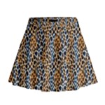 Blue Brown Leopard Mini Flare Skirt