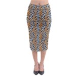 Blue Brown Leopard Midi Pencil Skirt