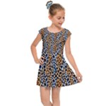 Blue Brown Leopard Kids  Cap Sleeve Dress