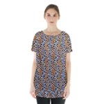 Blue Brown Leopard Skirt Hem Sports Top