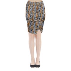Blue Brown Leopard Midi Wrap Pencil Skirt from ArtsNow.com