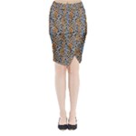 Blue Brown Leopard Midi Wrap Pencil Skirt