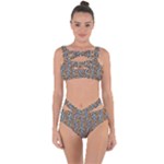 Blue Brown Leopard Bandaged Up Bikini Set 