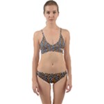 Blue Brown Leopard Wrap Around Bikini Set
