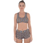 Blue Brown Leopard Racerback Boyleg Bikini Set