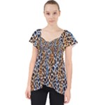 Blue Brown Leopard Lace Front Dolly Top