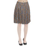 Blue Brown Leopard Pleated Skirt