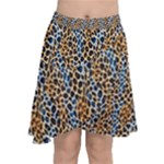 Blue Brown Leopard Chiffon Wrap Front Skirt