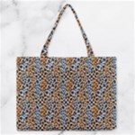 Blue Brown Leopard Zipper Medium Tote Bag
