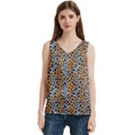 Blue Brown Leopard Women s V-Neck Sleeveless Satin Top
