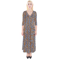 Quarter Sleeve Wrap Maxi Dress 