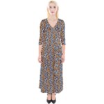 Blue Brown Leopard Quarter Sleeve Wrap Maxi Dress
