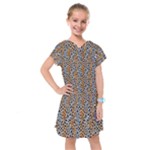 Blue Brown Leopard Kids  Drop Waist Dress
