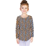 Blue Brown Leopard Kids  Long Sleeve T-Shirt