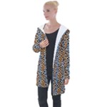 Blue Brown Leopard Longline Hooded Cardigan