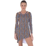 Blue Brown Leopard Asymmetric Cut-Out Shift Dress