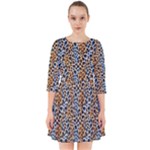 Blue Brown Leopard Smock Dress