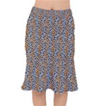 Blue Brown Leopard Short Mermaid Skirt