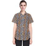 Blue Brown Leopard Women s Short Sleeve Shirt