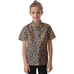 Blue Brown Leopard Kids  Short Sleeve Shirt