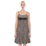 Blue Brown Leopard Spaghetti Strap Velvet Dress