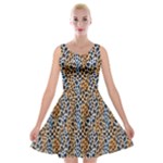 Blue Brown Leopard Velvet Skater Dress