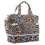 Blue Brown Leopard Sports Shoulder Bag with Shoes Compartment