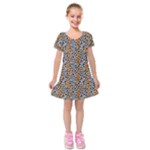 Blue Brown Leopard Kids  Short Sleeve Velvet Dress