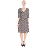 Blue Brown Leopard Wrap Up Cocktail Dress
