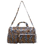 Blue Brown Leopard Sports Gym Duffle Bag with Shoe Compartment