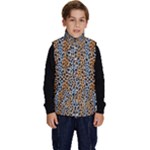 Blue Brown Leopard Kid s Button Up Puffer Vest