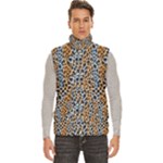 Blue Brown Leopard Men s High Neck Button Up Puffer Vest