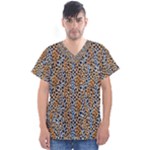 Blue Brown Leopard Men s V-Neck Scrub Top