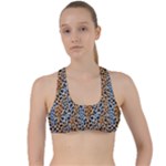 Blue Brown Leopard Criss Cross Racerback Sports Bra