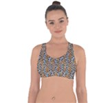 Blue Brown Leopard Cross String Back Sports Bra