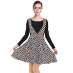 Blue Brown Leopard Plunge Pinafore Dress