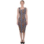 Blue Brown Leopard Sleeveless Pencil Dress