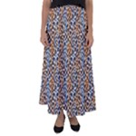 Blue Brown Leopard Flared Maxi Skirt