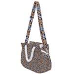Blue Brown Leopard Rope Handles Shoulder Strap Bag