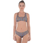 Blue Brown Leopard Criss Cross Bikini Set