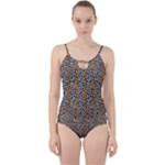 Blue Brown Leopard Cut Out Top Tankini Set