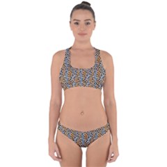 Blue Brown Leopard Cross Back Hipster Bikini Set from ArtsNow.com