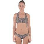 Blue Brown Leopard Cross Back Hipster Bikini Set