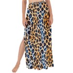 Blue Brown Leopard Maxi Chiffon Tie-Up Sarong