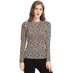 Blue Brown Leopard Women s Long Sleeve Rash Guard