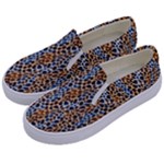 Blue Brown Leopard Kids  Canvas Slip Ons