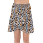 Blue Brown Leopard Wrap Front Skirt